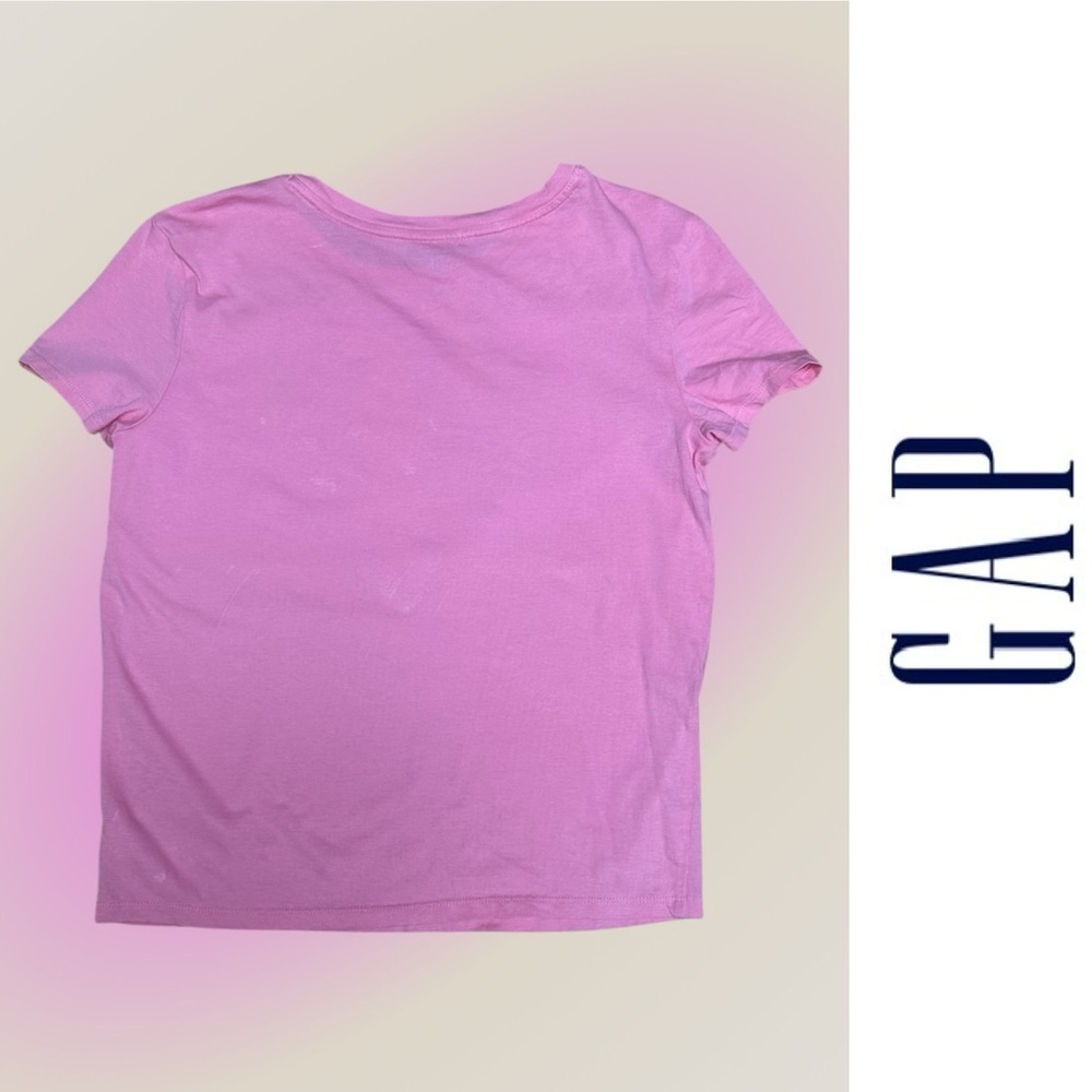 GAP Pink and Blue Heart World Map Flippy Sequin Tee, Size XXL, MSRP $22 - Picture 2 of 6